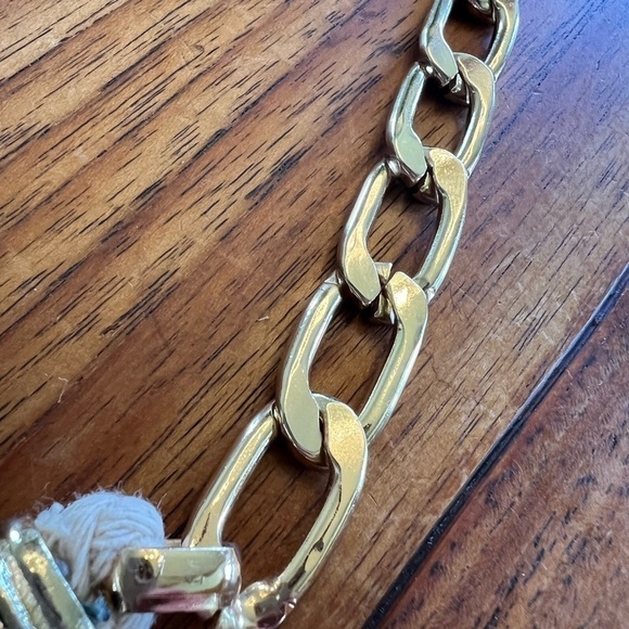 Vintage Gold Link Rope with Beads Patriotic Necklace 14" Length - Picture 7 of 7